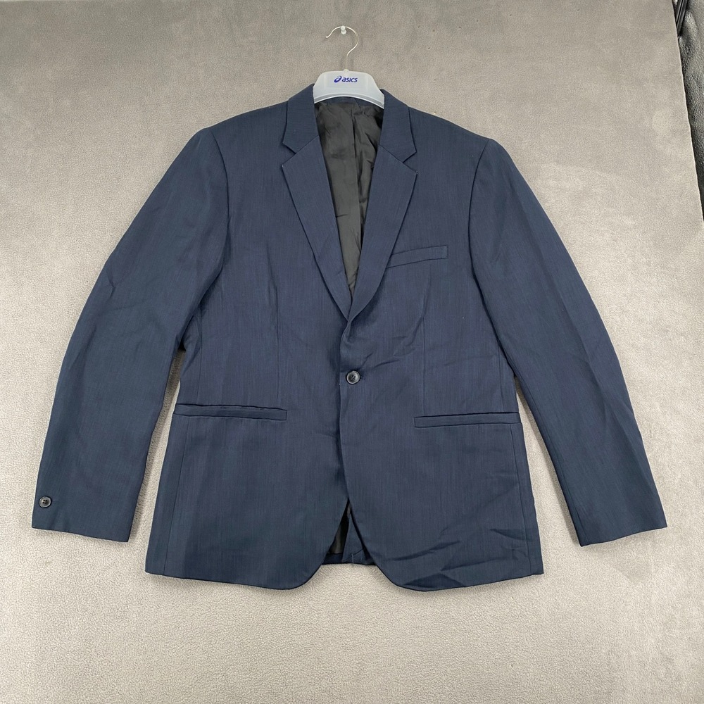 HM Mens Slim Fit Blazer Navy Blue Two Button Sport Coat Jacket 44R 0742191 9